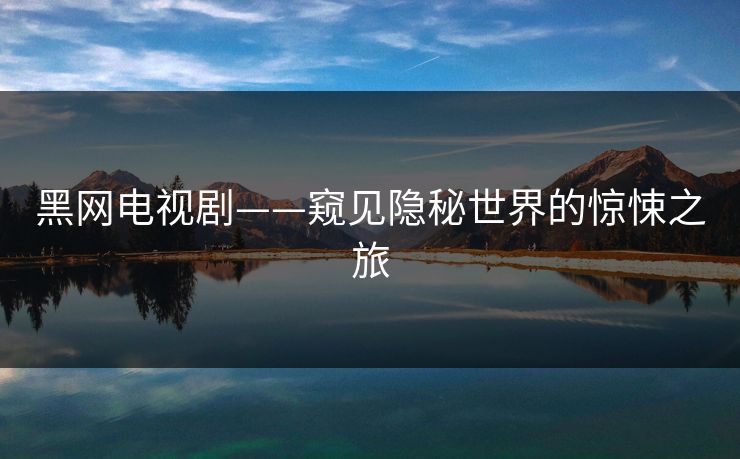 黑网电视剧——窥见隐秘世界的惊悚之旅